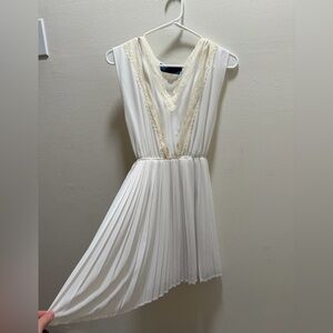 Blue Rain Cream Pleated Mini Dress